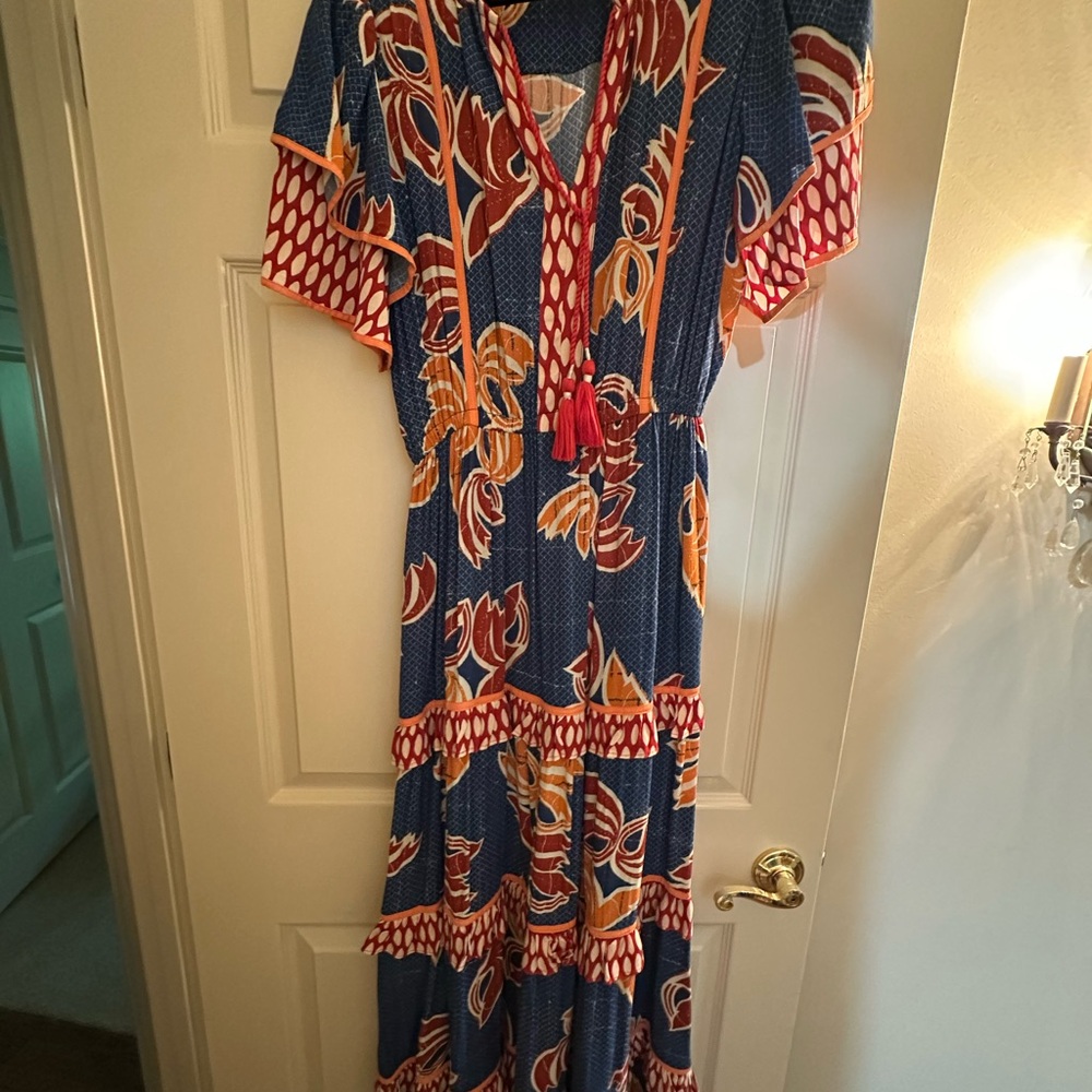 Blue and Orange Maxi Dress